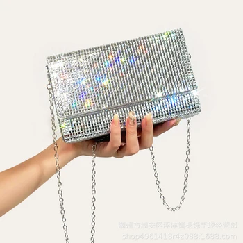 Роскошная сумка-коробка с бриллиантами, хрустальные вечерние сумки-клатчи, модные сумки через плечо со стразами для женщин 2023, свадебные кошельки