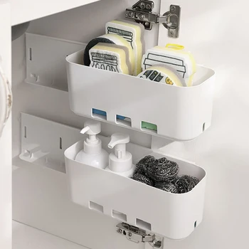 Настенный шкаф Двухтактный Ящик Подвесная корзина для хранения приправ Кухонный ящик Полка-стеллаж Без перфорации