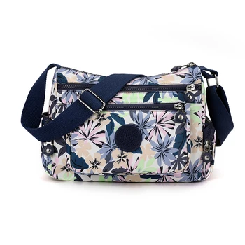 Модная женская нейлоновая сумка с цветочным узором, высококачественная женская тканевая сумка через плечо, повседневная сумка с цветочным узором и несколькими карманами