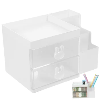 Настольный Органайзер, 2 ящика, Коробка для канцелярских принадлежностей, Контейнер для ручек и карандашей, Пластиковые Зажимы для папок, Держатель