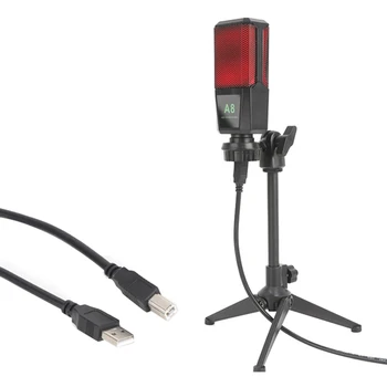 A8 USB Конденсаторный микрофон Студийные микрофоны для звуковых подкастов со стентом для ПК для компьютера ПК