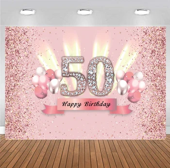 Розовый 50-й Фон Для женщины С Днем Рождения Lady Man Photography Background Fifty Photocall Photo