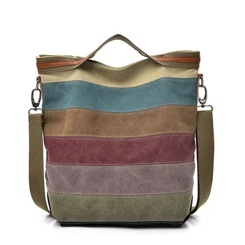 Повседневная женская сумка, простая художественная холщовая сумка на одно плечо, сумка через плечо, многослойная холщовая сумка в стиле пэчворк большой емкости