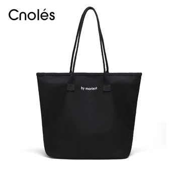Cnoles Женская холщовая сумка, сумка-тоут, модная простая сумка через плечо, сумка-портмоне, сумки для ноутбуков большой емкости 14 дюймов