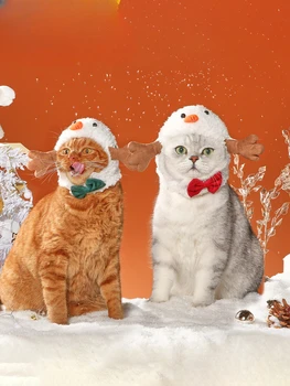 Рождественская шляпа для домашних животных, головной убор для кошки, Зимнее украшение, шляпа для снеговика, собаки, Милые украшения