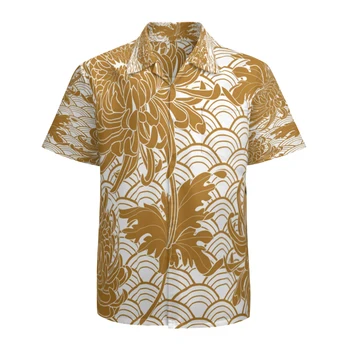 Мужская гавайская рубашка с коротким рукавом, повседневные пляжные рубашки на пуговицах с цветочным принтом и карманом, быстросохнущие дышащие
