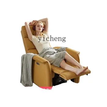 Массажное кресло ZK Single Space Электрическое Многофункциональное Кресло с откидной спинкой из воловьей кожи первого слоя с нулевой гравитацией, Современное кожаное кресло с откидной спинкой