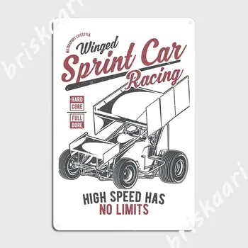 Плакат с крылатым гоночным автомобилем Sprint, Металлическая Табличка, Настенный декор, ретро-жестяная вывеска для вечеринки в пабе, Плакат с жестяной вывеской