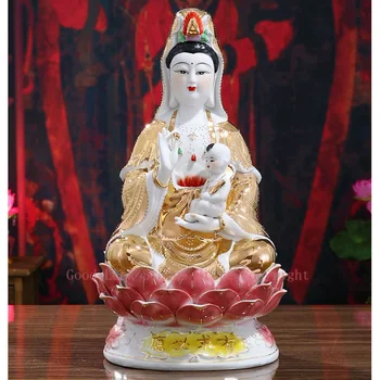 Азиатский ДОМ Эффективный ФЭН-ШУЙ ТУН ЦЗЫ СУНЦЗЫ Гуаньинь Керамическая статуя Будды молитесь за беременного ребенка, Благословляйте безопасное здоровье, удачи