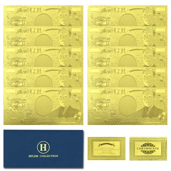 10шт и Конверт Банкноты Из Японской Золотой Фольги Памятные Художественные Поделки Невалютные Подарки 10 000 Иен