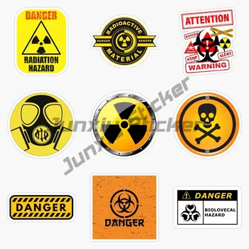 Внимание, Радиоактивная Наклейка, ОПАСНАЯ зона ограниченного доступа, Забавные автомобильные наклейки, Радиационный знак, Виниловая Светоотражающая наклейка
