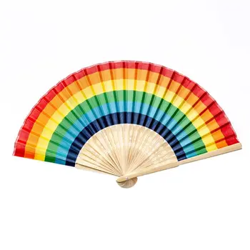 Ручной складной вентилятор N0HB Summer Rainbow для украшения свадебной вечеринки, фестивальных танцевальных принадлежностей