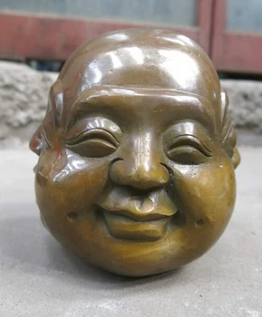 Китай латунь медь буддизм четырехликая скульптура головы Будды Скульптура Статуя украшение сада