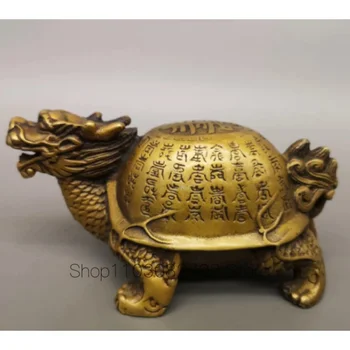 Китайский Фэн-шуй Латунное Животное Дракон Статуя Черепахи Скульптурное Украшение