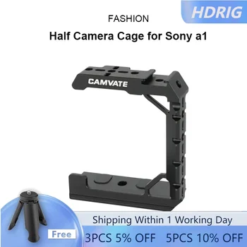 Половинная Клетка камеры HDRIG для Sony A1 С Креплением Для Башмака И Дугообразной Пластиной Для Штатива, ручка светодиодной подсветки Для клетки камеры Sony