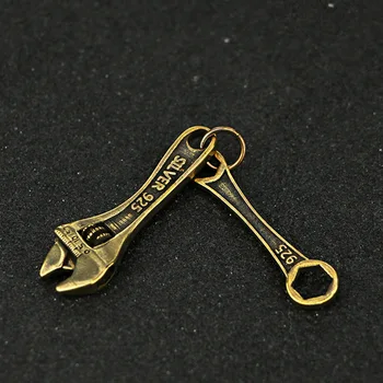 Винтажная цепочка для ключей из цельной латуни -мини-ключ ручной работы из чистой меди, брелок для ключей, брелок для ключей для мотоцикла