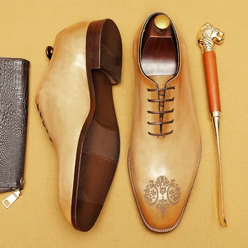 Высококачественные Оксфордские Роскошные мужские модельные туфли Модная свадебная обувь ручной работы для шафера из натуральной кожи, Деловая дизайнерская Обувь для мужчин
