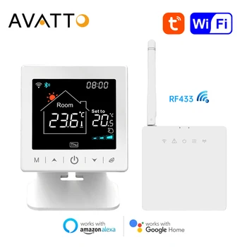 AVATTO Tuya WiFi Умный Термостат RF Беспроводной Регулятор Температуры для Газового Котла Отопления/Привода Работает для Alexa Google Home