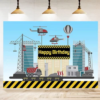 Фон для фотосъемки на строительной площадке, Самосвальный кран, Фон для вертолета, Баннер для украшения вечеринки по случаю Дня рождения