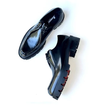Осенние новые яркие кожаные туфли на толстой подошве с кружевом на квадратном каблуке с завышенной посадкой для торжественных мероприятий Большие и маленькие мужские туфли