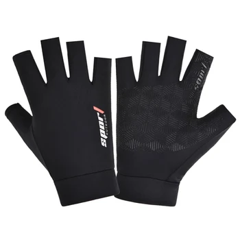 Перчатки для рыбалки, нескользящие дышащие ультратонкие перчатки унисекс из ледяного шелка на половину пальца, снаряжение для велоспорта, кемпинга, бодибилдинга на открытом воздухе