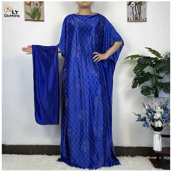 Мусульманское Платье 2023 Новая Африканская Абайя Женский Кафтан Исламская Одежда С Шарфом Африканское Женское Платье С Инкрустацией Mubarak Dubai Dress