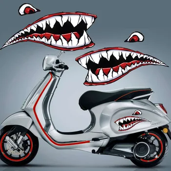 Светоотражающая наклейка в виде рта акулы, мотоцикл, мотороллер, 1 пара наклеек 