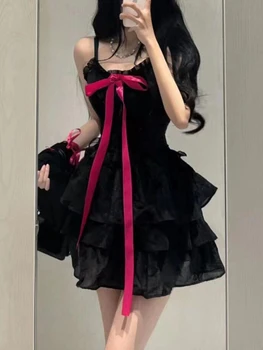 Французский винтажный комплект из двух предметов с оборками, Женское Корейское модное вечернее мини-платье, женский кардиган с длинным рукавом + милое платье на бретельках