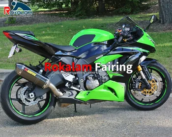 Вторичный Рынок Обтекателя для Kawasaki ZX6R Ninja636 2013 2014 2015 2016 2017 2018 Зеленый Черный Обвес мотоцикла (литье под давлением)