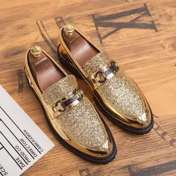 Мужская обувь Лоферы Модная мужская обувь в классическом стиле Золото Серебро Простая дизайнерская мужская повседневная обувь Уличная обувь для вечеринок Мужская обувь