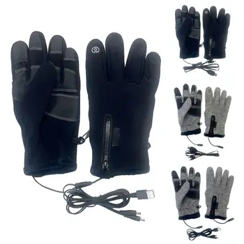 Электрические перчатки с подогревом USB Зимние перчатки с электрическим подогревом с сенсорным экраном Зимние теплые легкие велосипедные перчатки с полными пальцами