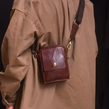 AETOO, нейтральная в гендерном отношении ретро-американская сумка для мобильного телефона из воловьей кожи с верхним слоем, сумка через плечо, мини-квадратная сумка для пригородных поездок, повседневная сумка через плечо b