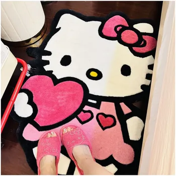 Плюшевый коврик Sanrio Hello Kitty с рисунком кота Kt, милый мультяшный нескользящий кашемировый коврик с имитацией прикроватной тумбочки для комнаты C