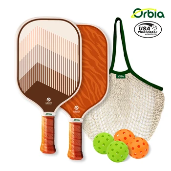 Спортивные наборы лопаток для пиклбола Orbia с сетчатой сумкой, 2 лопатки, 4 мяча, Одобренный USAPA подарочный набор с сотовой сердцевиной для помещений и улицы