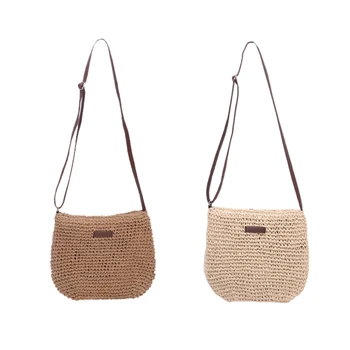Соломенные сумки для женщин, дорожная пляжная сумка-тоут, тканая летняя сумка через плечо
