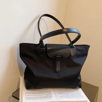 Модная сумка-тоут большой емкости, женская ручная сумка, повседневные однотонные сумки на одно плечо, новые модные простые большие сумки