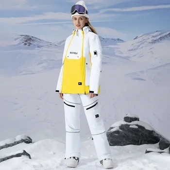 2024 Мужские И женские Зимние костюмы Спортивный костюм для горного сноуборда на открытом воздухе Водонепроницаемые Теплые Лыжные комплекты Куртка с капюшоном Брюки Новый комплект