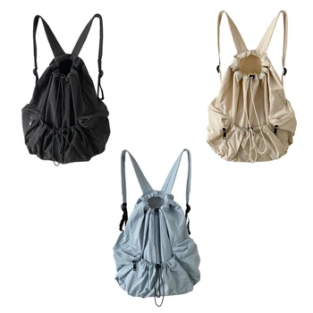 Стильные рюкзаки на шнурке для женщин, легкая нейлоновая школьная сумка для студентов, школьный рюкзак для путешествий, H9ED