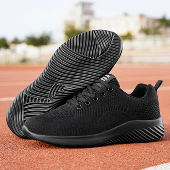 Мужская спортивная обувь Дышащая черная мужская обувь на шнуровке, комфортные легкие повседневные кроссовки для бега, обувь для прогулок и треккинга