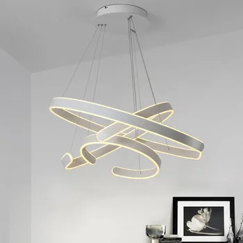Современные подвесные светильники для гостиной столовой Геометрический круг Кольца Корпус из акрилового алюминия Светодиодное освещение Потолочный светильник