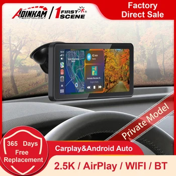 Портативный ADINKAM 6,86 Дюймов Carplay Android Auto Изысканный Видеорегистратор 2.5 K С Двумя Камерами Поддержка AirPlay Cast Встроенный WiFi Автомобильный Видеорегистратор