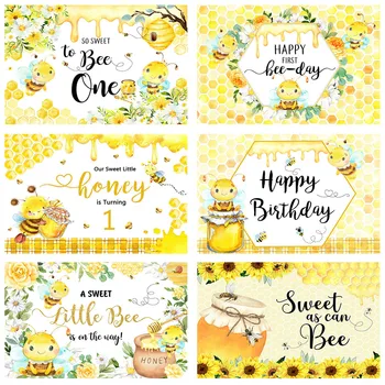 Mocsicka Honey Bee, фоны для фотосъемки 1-го дня рождения ребенка, фон для фотосъемки в душе новорожденного, Желтый баннер, реквизит для фотофона
