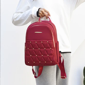 Высококачественный женский рюкзак из ткани Оксфорд, повседневные сумки через плечо, дорожный рюкзак большой емкости с заклепками в виде бриллиантов