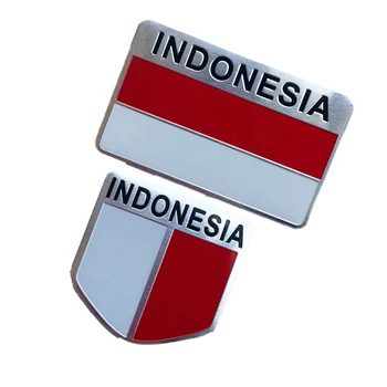 Значок флага Индонезии Тонкая Алюминиевая этикетка Эмблема Хромированная наклейка для стайлинга автомобилей Защитная наклейка Символ национального флага