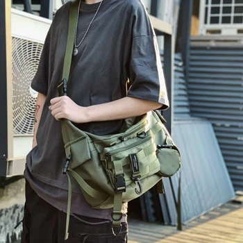 Нейлоновые наплечные сумки-мессенджеры в готическом стиле черного цвета через плечо для мужчин, женская сумка в стиле хип-хоп, поясная сумка почтальона в готическом стиле