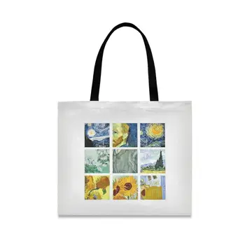 2021 Картина маслом Ван Гога, Новинка зимы, холщовые сумки через плечо Bolsa Feminina, студенческая сумка-мессенджер большой емкости, сумочка