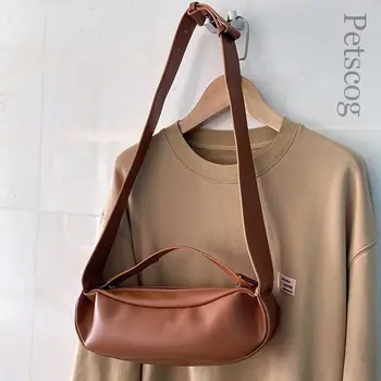 Винтажные женские сумки из искусственной кожи 2022, Новая осенняя мягкая сумка через плечо большой емкости, модные повседневные женские сумки через плечо коричневого цвета