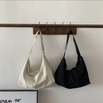 Женские нейлоновые сумки-хобо через плечо, холщовая сумка-мессенджер большой емкости, женская повседневная дорожная сумочка, школьная сумка-тоут