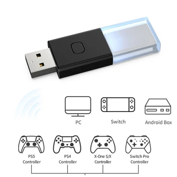 Приемник беспроводного игрового контроллера для Nintendo Switch, USB-приемник для PS4 / 5, Bluetooth-совместимый адаптер 5.0 для Xbox One S / X.