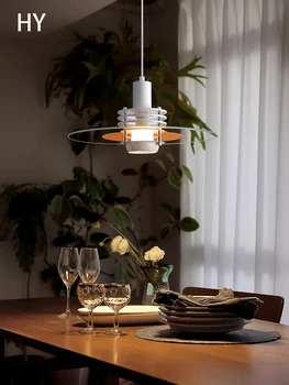 Светодиодная люстра в скандинавском стиле, современный Дизайнерский стеклянный подвесной светильник в стиле ретро, Ресторан, бар, студия, кабинет, Атмосфера НЛО, Свет